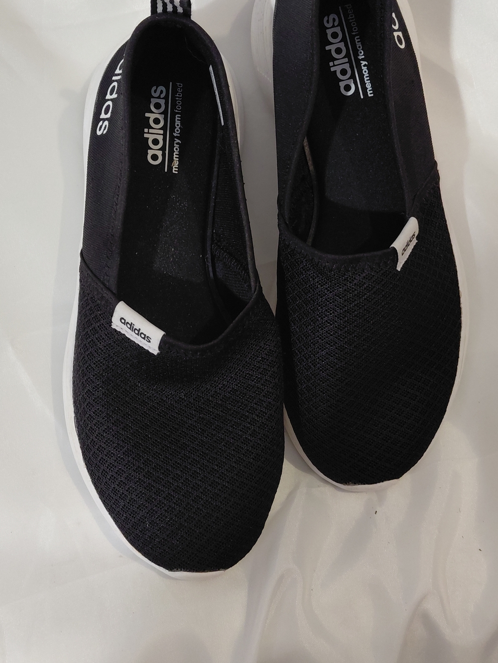adidas Women’s Black Slip-On Knit Sneakers with White Sole